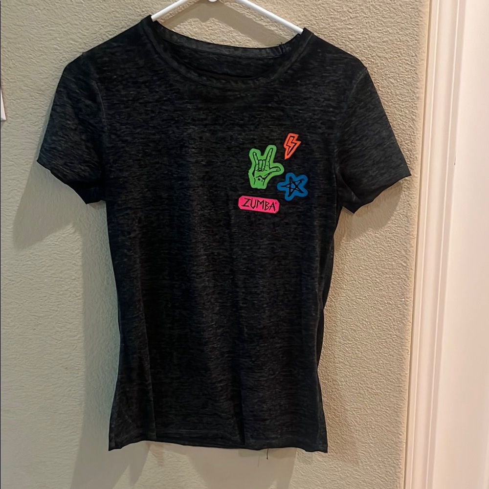 Zumba Fitness Black and Green Short Sleeve Tees